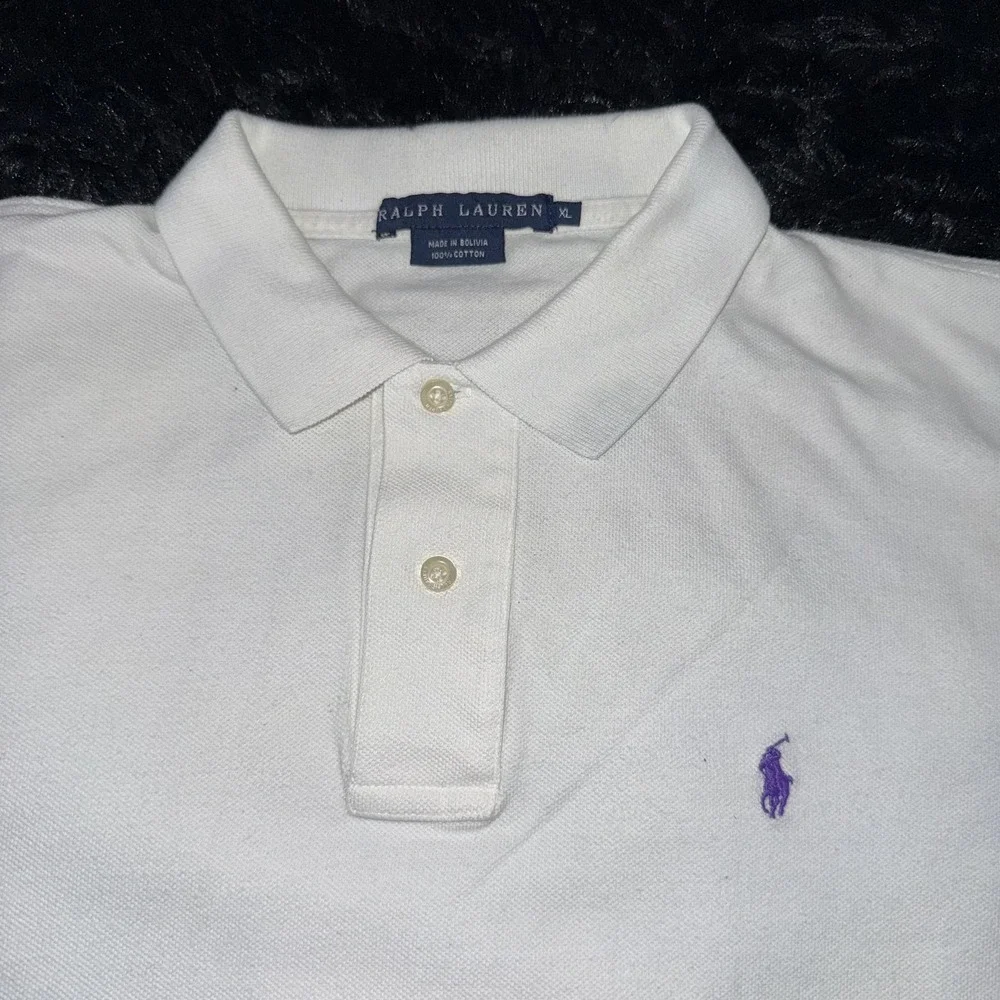 Ralph Lauren Polo Shirt Boys Extra Large White Purple Pony Logo Short Sleeve
